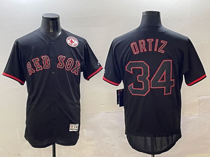 Men Boston Red Sox 34 Ortiz Black Fashion Elite 2025 Nike MLB Jersey style 3